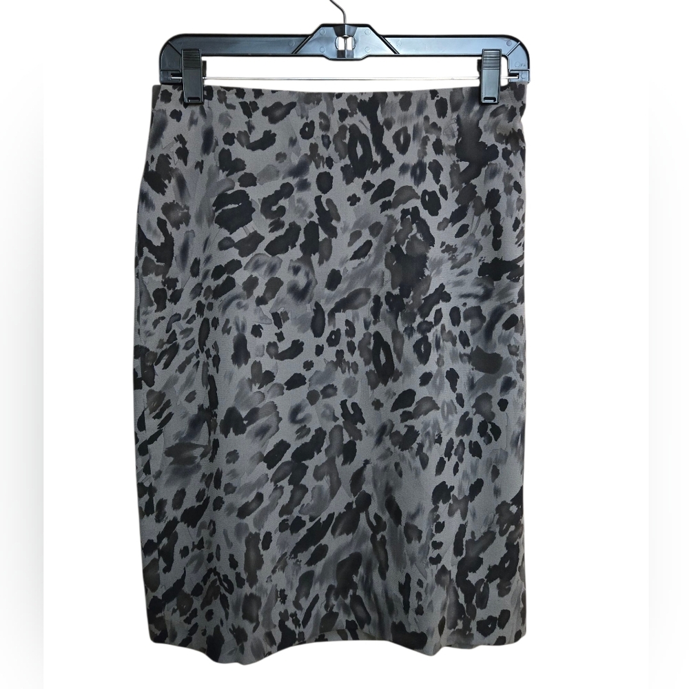 Ann Taylor Black and Gray Animal Print Pencil Skirt